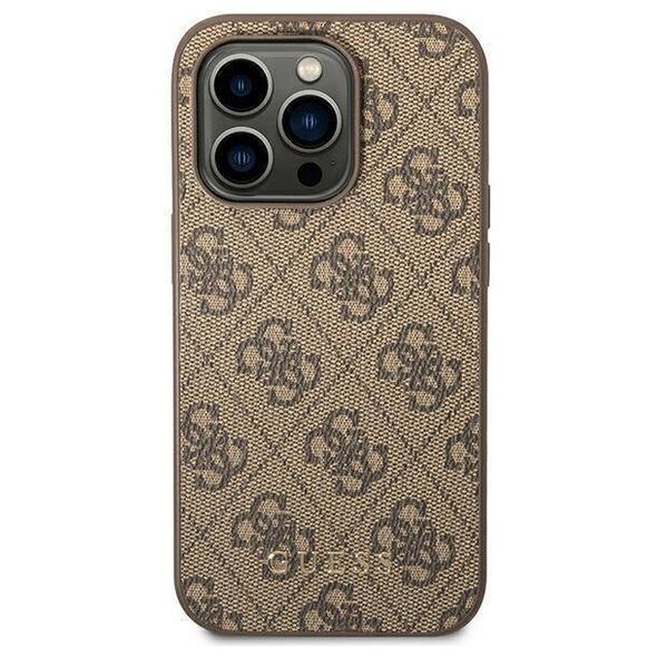 Original Case IPHONE 14 PRO MAX Guess Hard Case 4G Metal Gold Logo brown 3666339094102