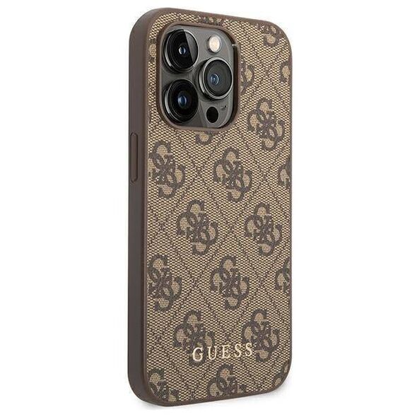 Original Case IPHONE 14 PRO MAX Guess Hard Case 4G Metal Gold Logo brown 3666339094102