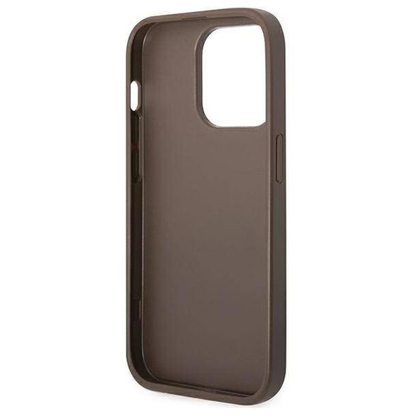 Original Case IPHONE 14 PRO MAX Guess Hard Case 4G Metal Gold Logo brown 3666339094102