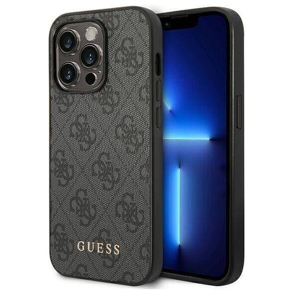 Original Case IPHONE 14 PRO MAX Guess Hard Case 4G Metal Gold Logo gray 3666339094065