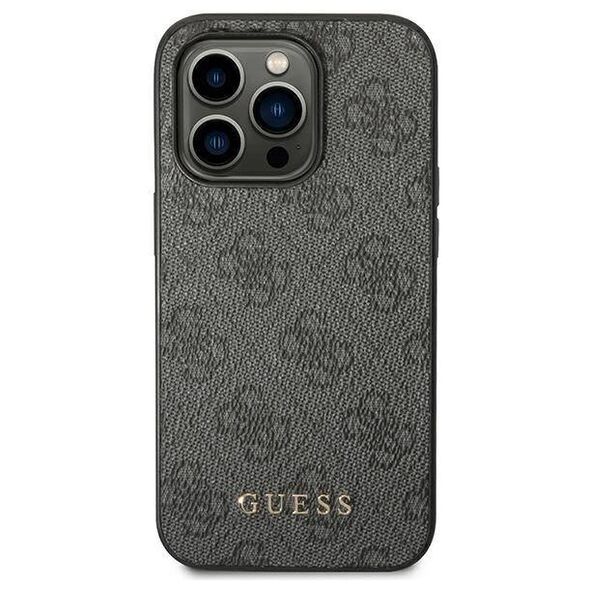 Original Case IPHONE 14 PRO MAX Guess Hard Case 4G Metal Gold Logo gray 3666339094065