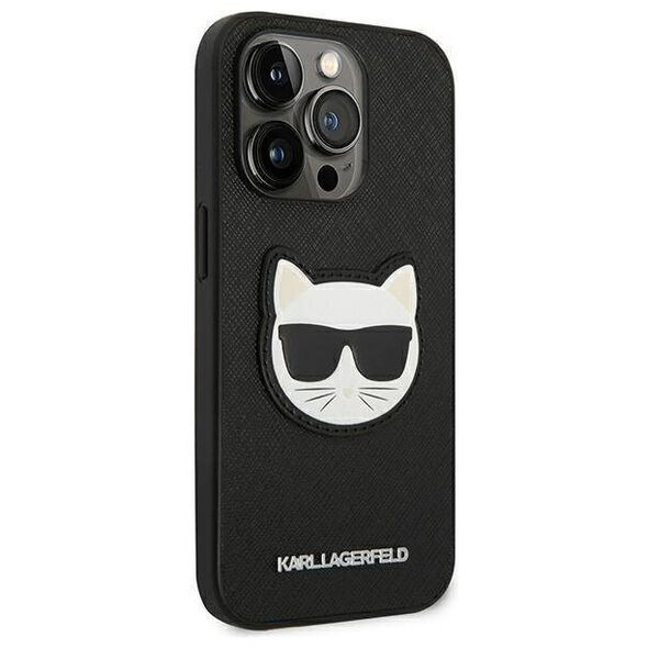 Original Case IPHONE 14 PRO Karl Lagerfeld Hardcase Saffiano Choupette Head Patch black 3666339076979