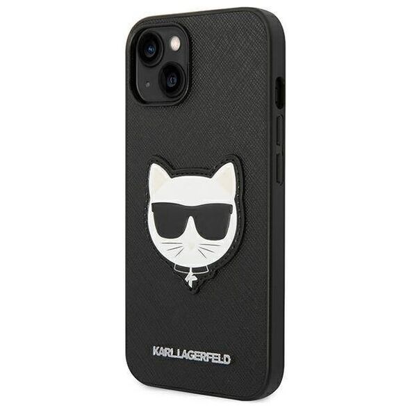 Original Case IPHONE 14 PLUS Karl Lagerfeld Hardcase Saffiano Choupette Head Patch black 3666339076962