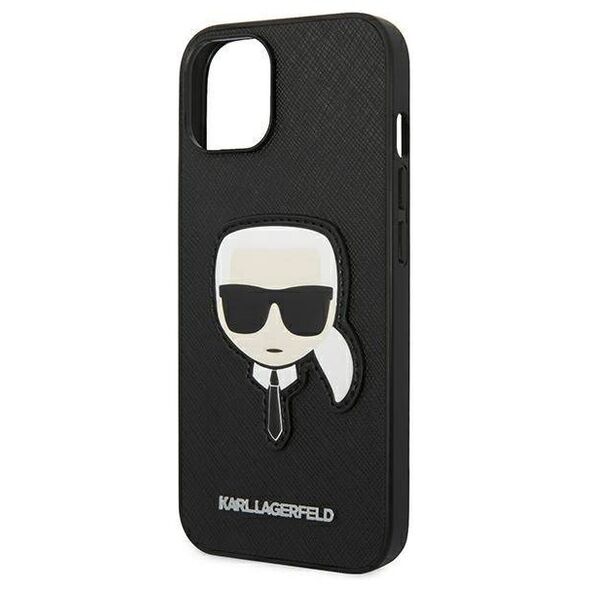 Original Case IPHONE 14 PLUS Karl Lagerfeld Hardcase Saffiano Karl`s Head Patch black 3666339077044