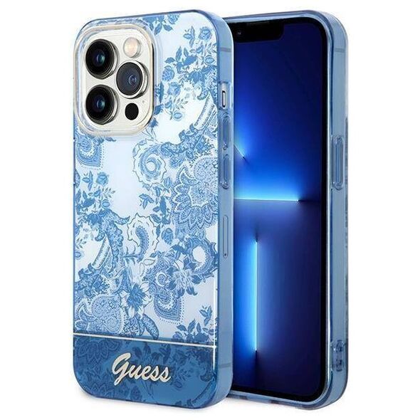 Original Case IPHONE 14 PRO Guess Hardcase Porcelain Collection blue 3666339064341
