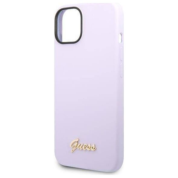 Original Case IPHONE 14 Guess Hard Case Silicone Vintage Gold Logo purple 3666339064969