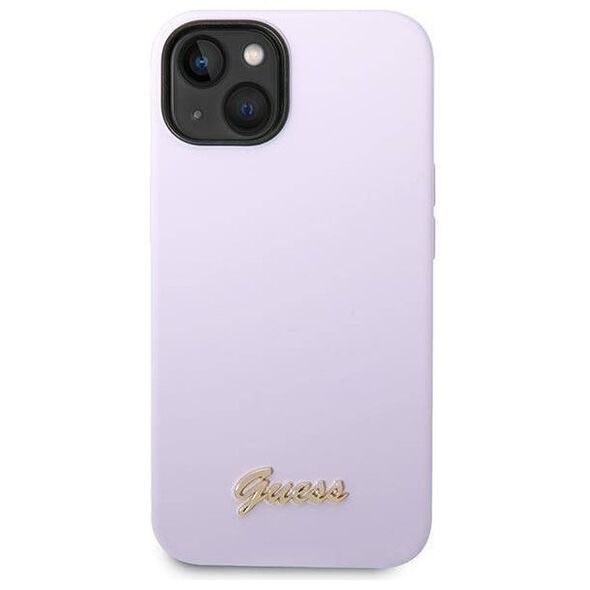 Original Case IPHONE 14 Guess Hard Case Silicone Vintage Gold Logo purple 3666339064969