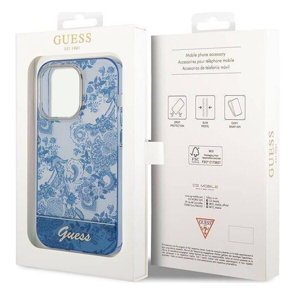 Original Case IPHONE 14 PRO MAX Guess Hardcase Porcelain Collection blue 3666339064358