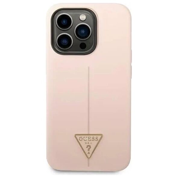 Case IPHONE 14 PRO MAX Guess Hardcase Silicone Triangle pink 3666339065959