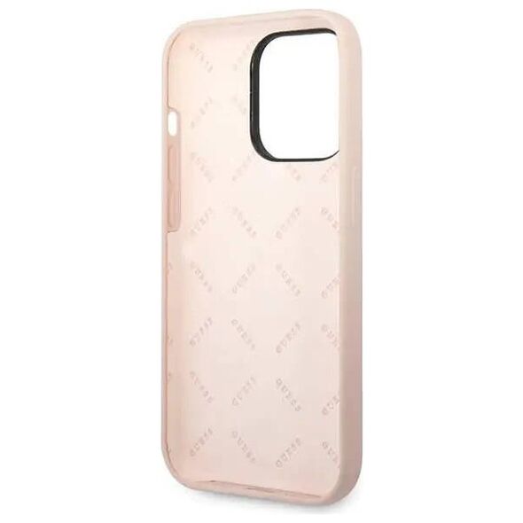 Case IPHONE 14 PRO MAX Guess Hardcase Silicone Triangle pink 3666339065959