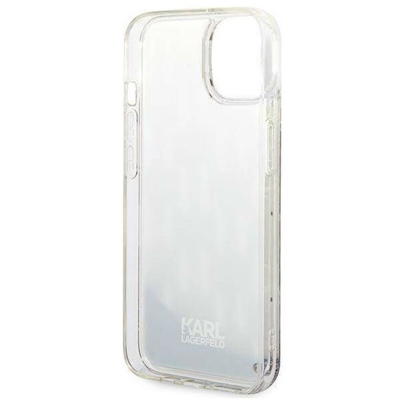 Original Case IPHONE 14 Karl Lagerfeld Hardcase Liquid Glitter Monogram silver 3666339076276