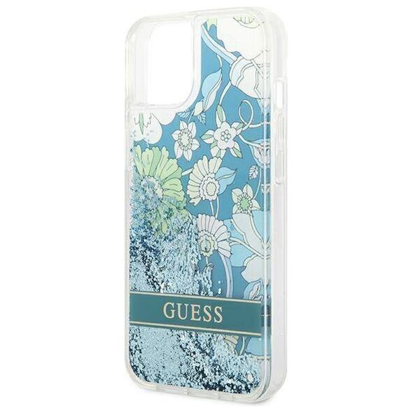 Case IPHONE 14 Guess Hardcase Flower Liquid Glitter green 3666339088422