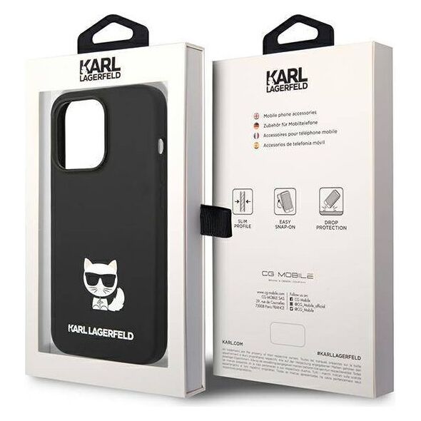 Original Case IPHONE 14 PRO MAX Karl Lagerfeld Hardcase Silicone Choupette Body black 3666339076580