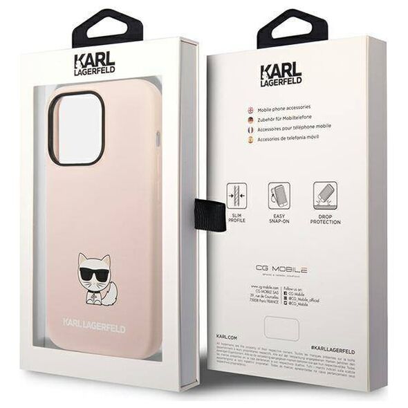 Original Case IPHONE 14 PRO MAX Karl Lagerfeld Hardcase Silicone Choupette Body light pink 3666339076665