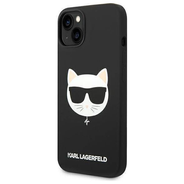 Original Case IPHONE 14 PLUS Karl Lagerfeld Hardcase Silicone Choupette Head Magsafe black 3666339077921