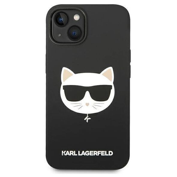 Original Case IPHONE 14 PLUS Karl Lagerfeld Hardcase Silicone Choupette Head Magsafe black 3666339077921