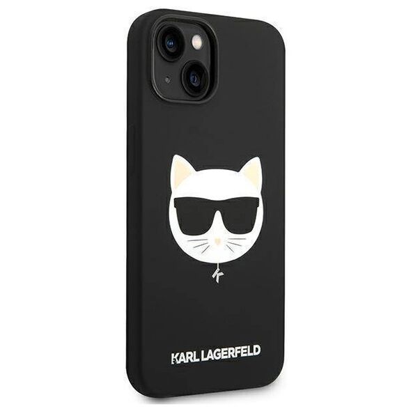 Original Case IPHONE 14 PLUS Karl Lagerfeld Hardcase Silicone Choupette Head Magsafe black 3666339077921