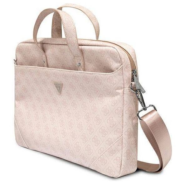 Original Case LAPTOP 16" Guess Saffiano 4G Hot Stamp Triangle Logo pink 3666339051112