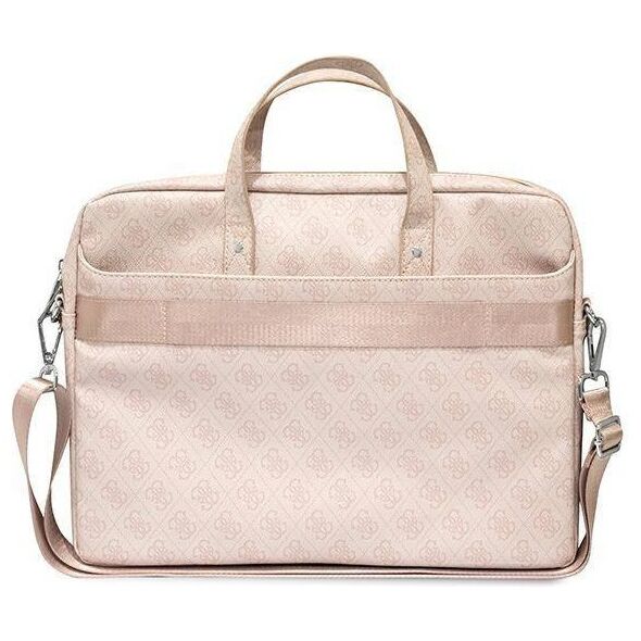 Original Case LAPTOP 16" Guess Saffiano 4G Hot Stamp Triangle Logo pink 3666339051112