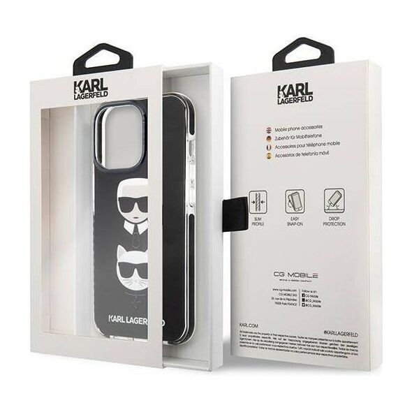 Original Case IPHONE 13 PRO MAX Karl Lagerfeld Hardcase Karl&Choupette Head black 3666339048679