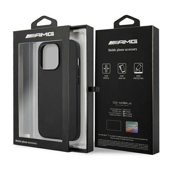 Case IPHONE 14 PRO Mercedes AMG Hardcase Leather Hot Stamped (AMHCP14LDOLBK) black 3666339071325