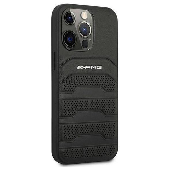 Case IPHONE 14 PRO Mercedes AMG Hardcase Leather Debossed Lines (AMHCP14LGSEBK) black 3666339071400