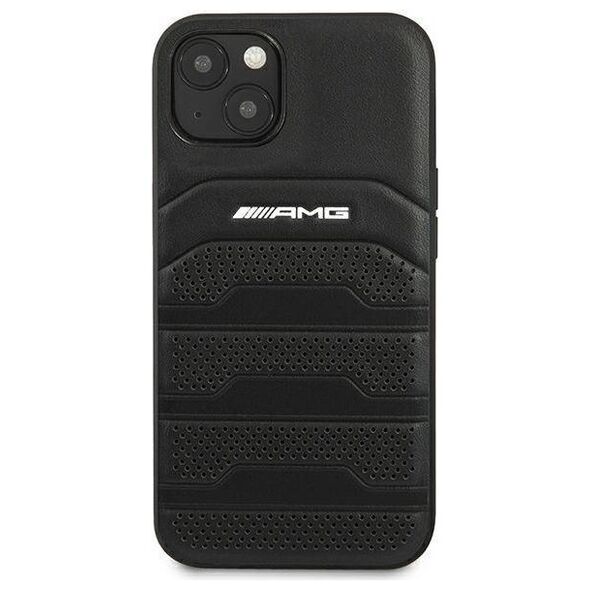 Case IPHONE 14 PLUS Mercedes AMG Hardcase Leather Debossed Lines (AMHCP14MGSEBK) black 3666339071394
