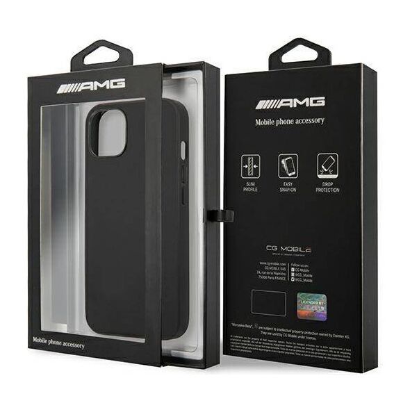 Case IPHONE 14 Mercedes AMG Hardcase Leather Hot Stamped (AMHCP14SDOLBK) black 3666339071301