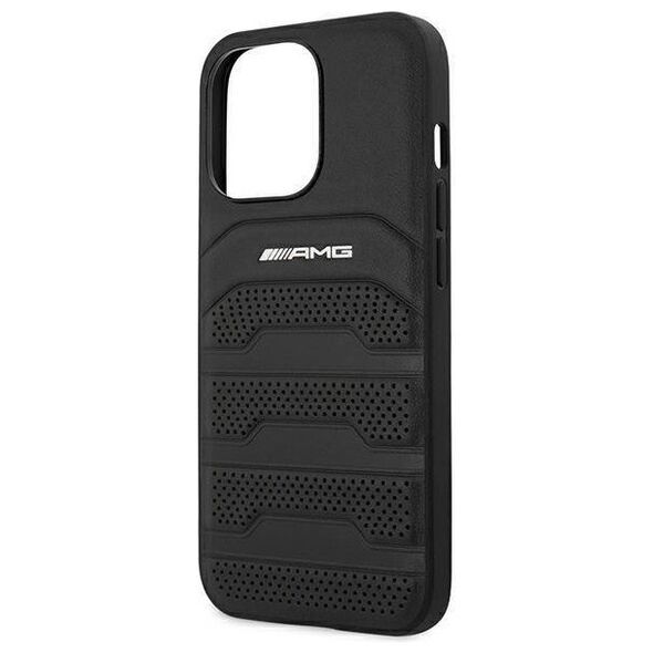 Case IPHONE 14 PRO MAX Mercedes AMG Hardcase Leather Debossed Lines (AMHCP14XGSEBK) black 3666339071417