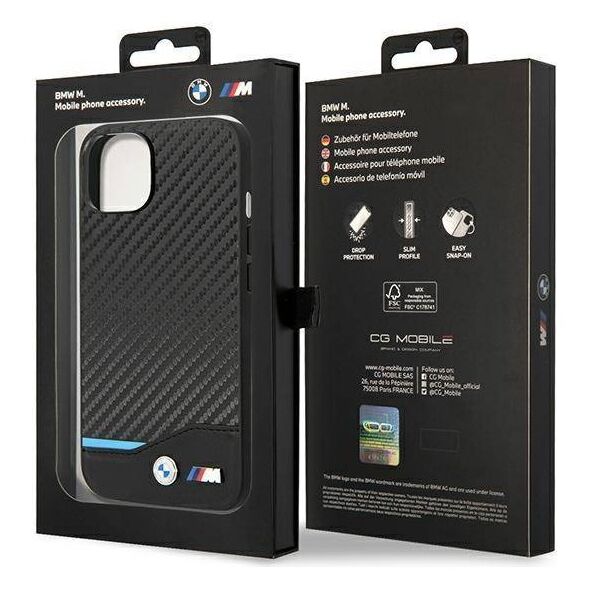 Original Case IPHONE 14 PLUS BMW Leather Carbon (BMHCP14M22NBCK) black 3666339067175