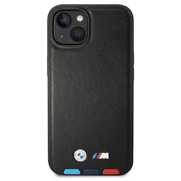 Original Case IPHONE 14 BMW Leather Stamp Tricolor MagSafe (BMHMP14S22PTDK) black 3666339089306