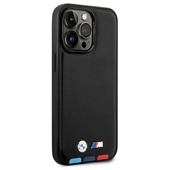 Original Case IPHONE 14 PRO MAX BMW Leather Stamp Tricolor MagSafe (BMHMP14X22PTDK) black 3666339089337
