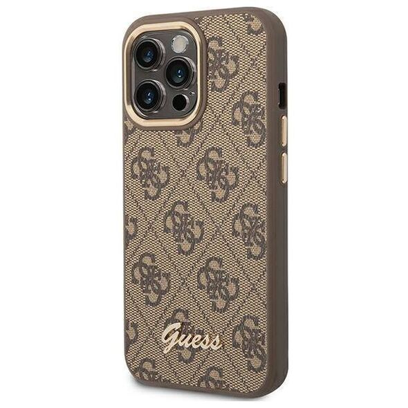 Original Case IPHONE 14 PRO Guess Hard Case 4G Vintage Gold Logo (GUHCP14LHG4SHW) brown 3666339065263