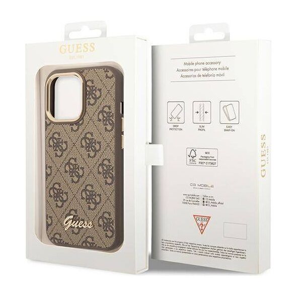 Original Case IPHONE 14 PRO Guess Hard Case 4G Vintage Gold Logo (GUHCP14LHG4SHW) brown 3666339065263