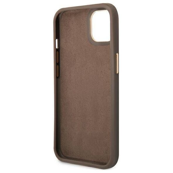 Original Case IPHONE 14 PLUS Guess Hard Case 4G Vintage Gold Logo (GUHCP14MHG4SHW) brown 3666339065256