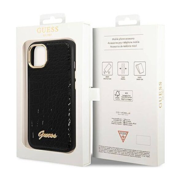 Original Case IPHONE 14 PLUS Karl Lagerfeld Hardcase Croco (GUHCP14MHGCRHK) black 3666339082857
