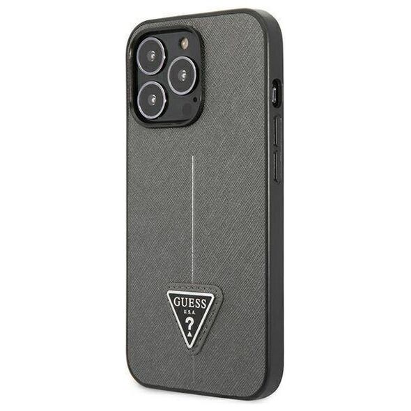 Original Case IPHONE 14 PRO MAX Guess Hardcase Saffianotriangle Logo (GUHCP14XPSATLG) silver 3666339065478