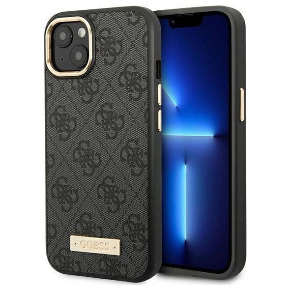 Original Case IPHONE 14 PLUS Guess Hard Case 4G Logo Plate MagSafe (GUHMP14MU4GPRK) black 3666339069872