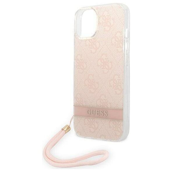 Original Case IPHONE 14 PLUS Guess Hardcase 4G Print Strap (GUOHCP14MH4STP) pink 3666339093884