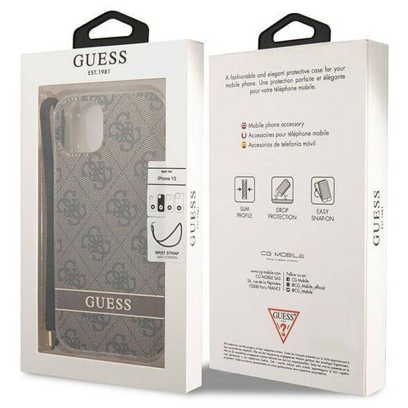 Original Case IPHONE 14 PLUS Guess Hardcase 4G Print Strap (GUOHCP14MH4STW) brown 3666339093846