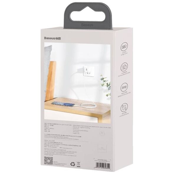 Baseus Simple Wisdom Data Cable Kit USB to Type-C 5A (2PCS/Set）1.5m White 6953156230309