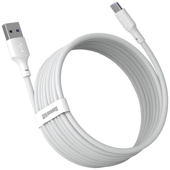 Baseus Simple Wisdom Data Cable Kit USB to Type-C 5A (2PCS/Set）1.5m White 6953156230309