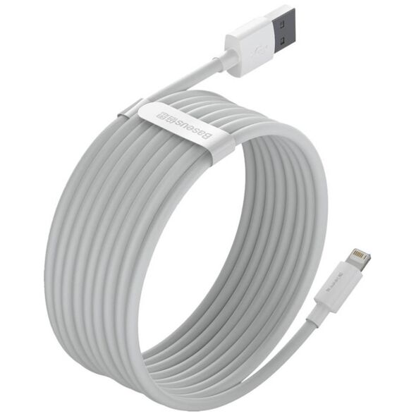Baseus Simple Wisdom Data Cable Kit USB to Lightning 2.4A (2PCS/Set）1.5m White 6953156230316
