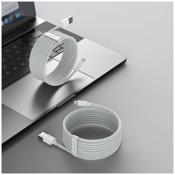 Baseus Simple Wisdom Data Cable Kit USB to Lightning 2.4A (2PCS/Set）1.5m White 6953156230316