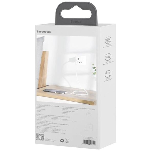 Baseus Simple Wisdom Data Cable Kit USB to Lightning 2.4A (2PCS/Set）1.5m White 6953156230316
