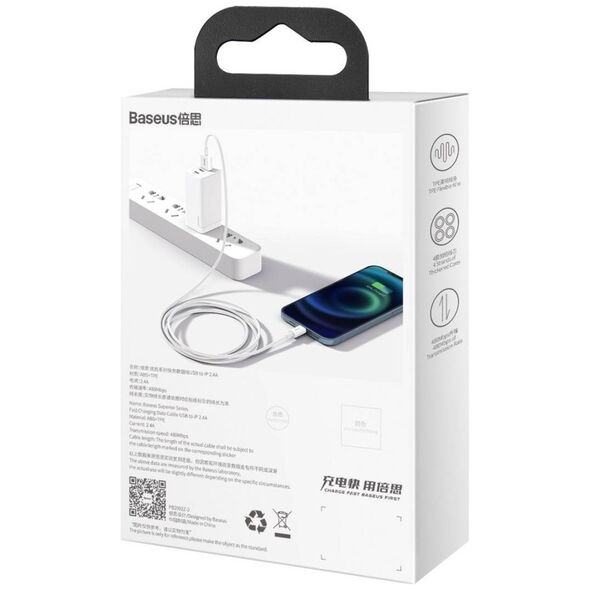 Baseus Superior Series Cable USB to iP 2.4A 2m (white) 6953156205468