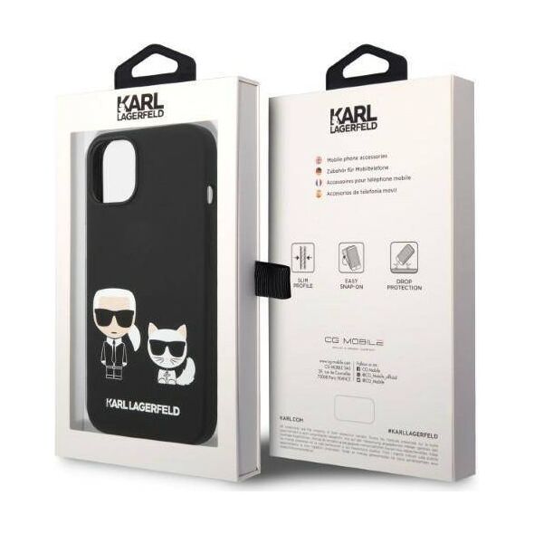 Original Case IPHONE 14 PLUS Karl Lagerfeld Hardcase Liquid Silicone Karl & Choupette Magsafe (KLHMP14MSSKCK) black 3666339087531