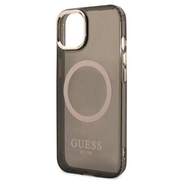 Original Case IPHONE 13 Guess Hard Case Gold Outline Translucent MagSafe (GUHMP13MHTCMK) black 3666339057022