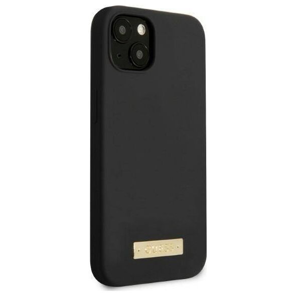 Original Case IPHONE 13 Guess Hard Case Silicone Logo Plate MagSafe (GUHMP13MSPLK) black 3666339056827