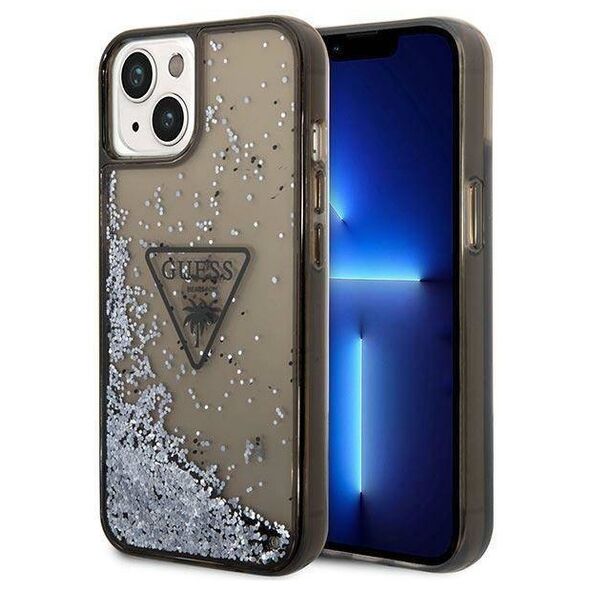 Original Case IPHONE 14 Guess Hardcase Liquid Glitter Palm Collection (GUHCP14SLFCTPK) black 3666339064648
